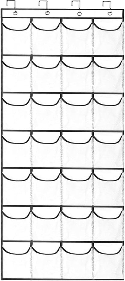 Veemoon 28-pocket over Door Storage Bag White Mesh Organizer Large Capacity Hanging Closet Door Organizer for Shoes and Accessories Space-saving Hanging Storage for Entryway and Home