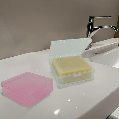 Bathroom Soap Dishes for Dr. Squatch Soap, Square Travel Soap Container with Lid, Portable Bar Soap Holder for Shower Soap Dish Box for Traveling Camping Outdoor Elimeta (Clear and Pink)