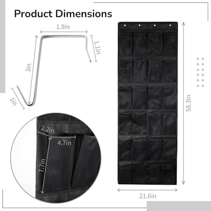 Over The Door Shoe Organizer With 24 Pocket Spaces, Space-Saving Hanging Pocket Bag, Breathable Closet Hanging Show Organizer, Door Organizer Shoe Storage, Over Door With Hooks
