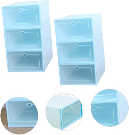 KOMBIUDA 6pcs Plastic Shoe Storage Boxes Organizer Simple Design for Easy Access