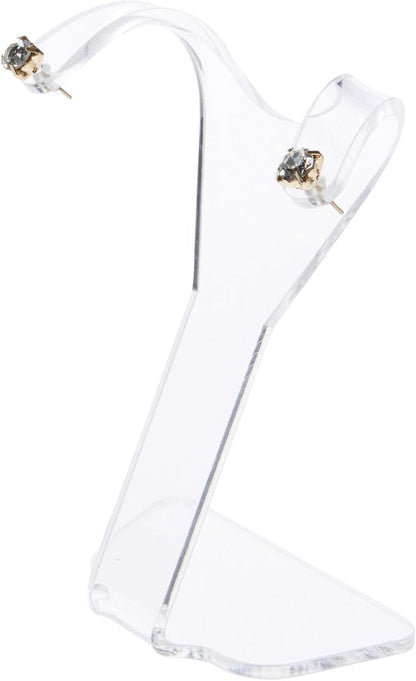 Plymor Clear Acrylic Divided Pair Hanging Earring Display Stand, 3.125" W x 1.75" D x 4" H (3 Pack)