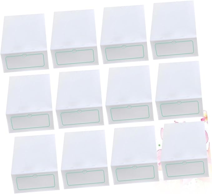 Ciieeo 12Pcs Stackable Shoe Storage Boxes Thickened Transparent Plastic Shoe Containers for Closet Organization for Sneakers and Accessories White