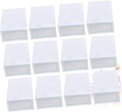 Ciieeo 12Pcs Stackable Shoe Storage Boxes Thickened Transparent Plastic Shoe Containers for Closet Organization for Sneakers and Accessories White