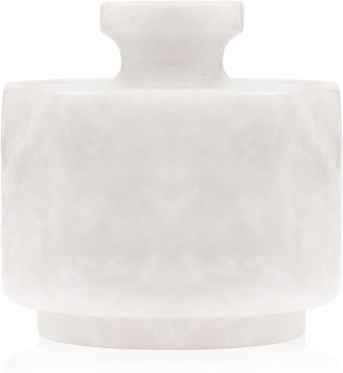 MARBLOUS KRAFTS Marble Salt Cellar with Lid 3" Inch White Salt Box, Stone Salt Container & Spice Jars, Stone Salt Holder for Counter, Spice Jar & Salt Jar