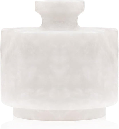 MARBLOUS KRAFTS Marble Salt Cellar with Lid 3" Inch White Salt Box, Stone Salt Container & Spice Jars, Stone Salt Holder for Counter, Spice Jar & Salt Jar