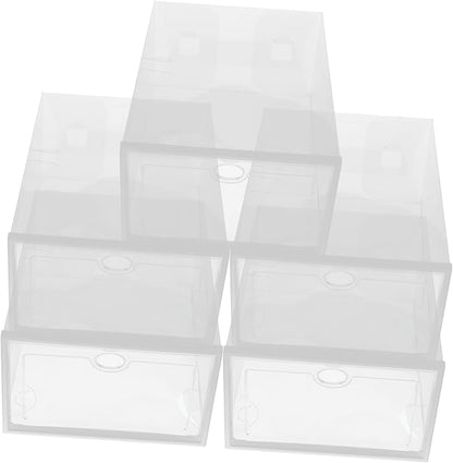 5pcs Shoe Boxes Storage Stackable Shoe Storage Case Sneaker Organizer Box