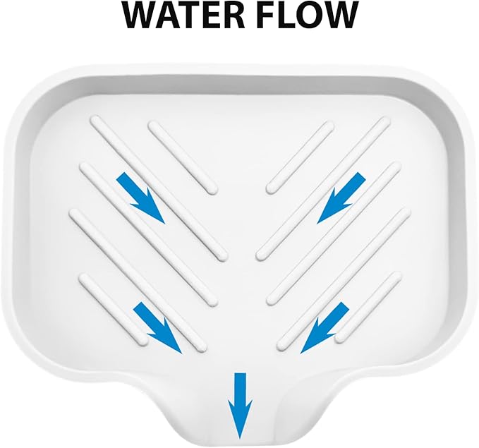 2 Pcs White Silicone Self Draining Rectangular Soap Dishes - Waterfall Soap Trays - Soap Dishes for Bar Soap - Soap Boxes - Soap Case - Soap Container - Soap Pads - Kitchen Sink - Shower - Bathroom !