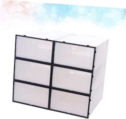 Hemobllo 6PCS Thickened Shoe Boxes Plastic Shoe Organizers Stackable Design for Footwear Storage for Sneakers Boots and Heels for Closet Organization