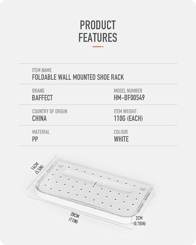 Baffect Wall Hanging Shoes Rack, Door Mounted Plastic Shoe Organizer, RV Camper Folding Shoes Holder for Space Saving Shoes Storage (4 Packs)