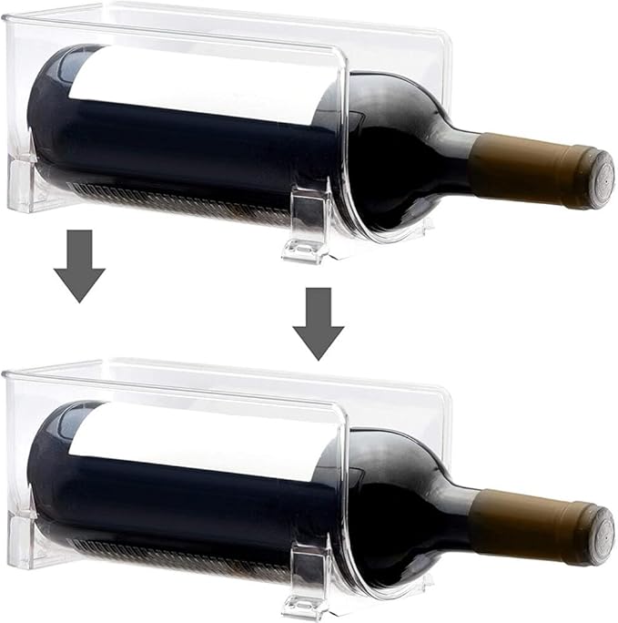 Cabilock Stackable Drawer Style Wine Rack 2-Pack 8.07X3.93X4.01In Compact Bottle Holder Organizer for Kitchen Bar Home Party Events