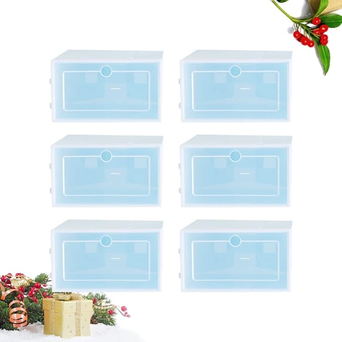 Cabilock 6pcs Stackable Transparent Shoe Storage Box Thicken Plastic Container s for Organizing Closets Entryway and under Beds Shoe Organizer for Tidy Spaces