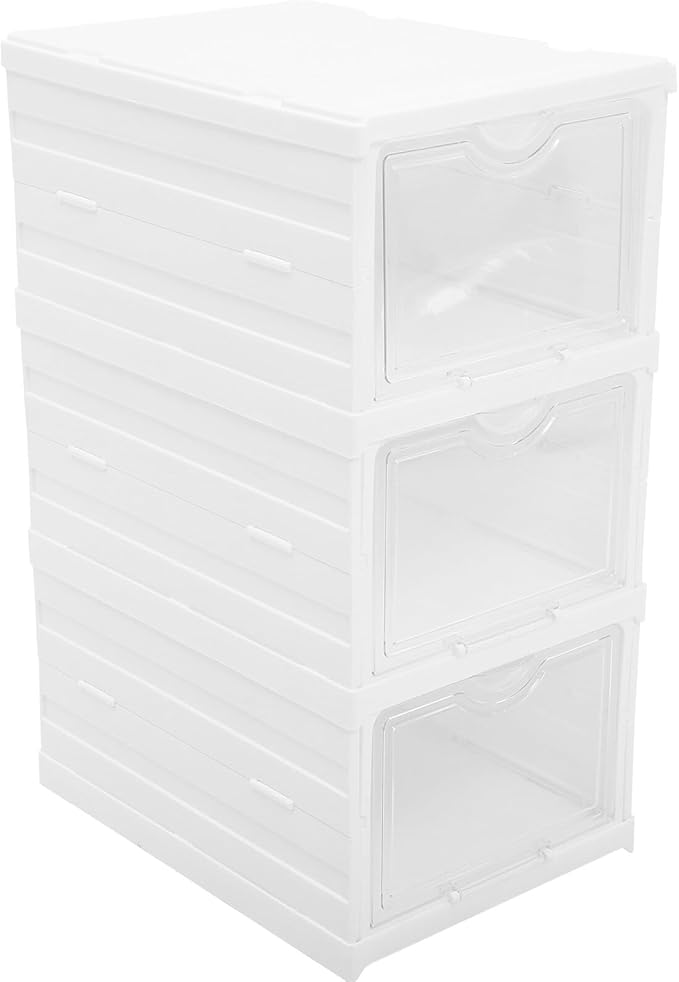 Shoe Storage Boxes with Lids 3-layer Stackable Foldable Shoe Organizer for Closet Cabinet for Sneaker Display and Home Use