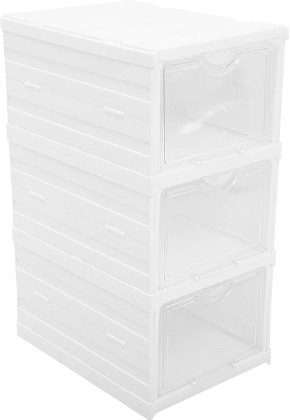 Shoe Storage Boxes with Lids 3-layer Stackable Foldable Shoe Organizer for Closet Cabinet for Sneaker Display and Home Use
