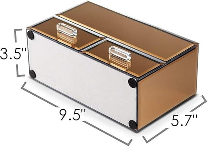 OnDisplay Olivia 2 Drawer Tiered Mirrored Glass Makeup/Jewelry Organizer - Rose Gold
