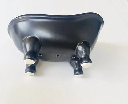 Ceramic Black Clawfoot Bathtub Bar Soap Dish for Bathroom Shower Decorative Soap Dish Sponge Holder Shower Bar Soap Tray Container for Bathroom, Kitchen Sink