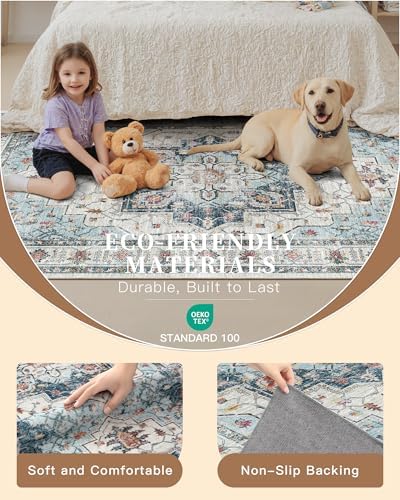 Madane Washable Runner Rug 2x6 Runners for Hallways Non Slip, Blue - Image 6