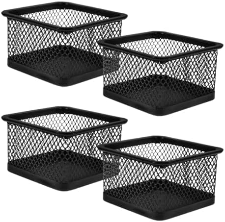 Homoyoyo Paperclip Holder 4-Pack Metal Mesh Desk Organizer 3.14X3.14X1.81In Square Storage Bins for Office Supplies Clips Snacks and Workspace Organization by Homoyoyo
