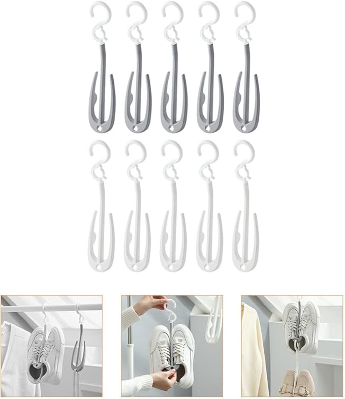 ULTECHNOVO Shoe Organizer Hanging 2 Hook Shoe Rack Laundry Room Hanging Rack Balcony Space-Saving