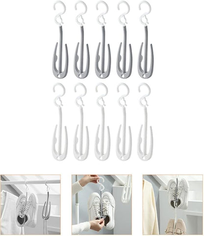 ULTECHNOVO Shoe Organizer Hanging 2 Hook Shoe Rack Laundry Room Hanging Rack Balcony Space-Saving