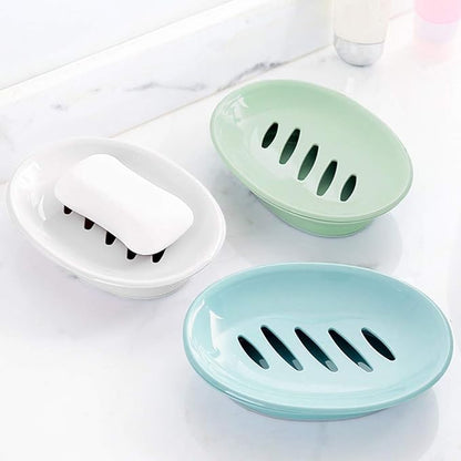 WYOK 2-Pack Soap Dish with Drain Plastic Sponge Holder Easy Cleaning Soap Saver Tray Caddy Keep Dry Stop Mushy for Shower Bathroom Kitchen(Grey)