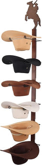 Cowboy Hat Rack Holder for Wall - Wild Western Style Design Hat Organizer with 6 Hat Hooks for Wall Mount, Hat Stand and Hanger for Storage and Organization，Gifts for Men Fathers Dad