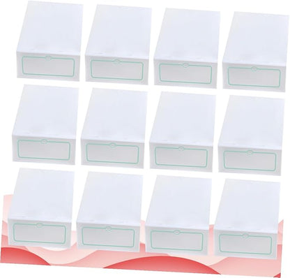 BESPORTBLE 12pcs Large White Stackable Plastic Shoes Storage Boxes Thickened Shoe Containers for Closet Organization and Storage