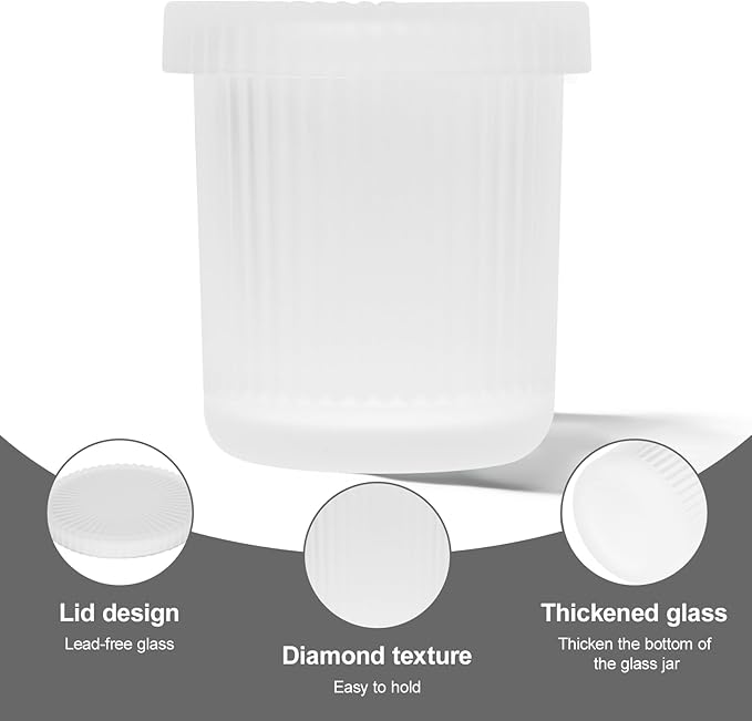 Glass Qtip Dispenser 2 Pack, Clear Bathroom Storage Organizer for Cotton Swabs, Balls, Pads & Floss Picks, Vanity Makeup Essential Accessories (Frosted white)
