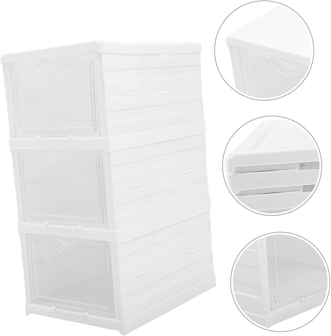 Stackable Transparent Shoe Storage Box with Foldable Design Clear Organizer for Sneakers and Shoes Space-saving Storage Container for Closet