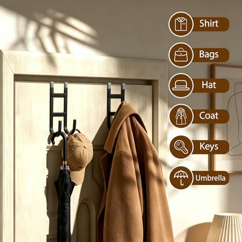 Over the Door Hooks, 2-Pack Scratch-Resistant Over the Door Hanger with Rubber for Hanging Towels, bags, Coats and Keys, Suitable for Most interior doors such as in bathroom, bedroom, and kitchen - Image 4