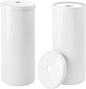 mDesign Plastic Floor Stand Toilet Paper Organizer with Cover, 3-Roll Space-Saving Tissue Storage for Bathroom - Fits Under Sink, Vanity, Shelf, in Cabinet, Corner - Aura Collection - 2 Pack - White