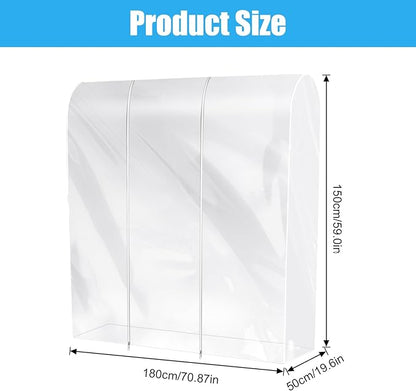 Clear Clothes Rack Cover 6 Ft Garment Rack Cover Transparent Clothing Covers With 2 Durable Zipper Waterproof Protector for Garment Racks (71"L x 20"W x 60"H, Racks Not Included)