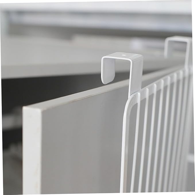 OUNONA Over the Cabinet Door Basket Nail Kitchen Hanging Storage Rack Space Saving Organizer for Condiments Ventilated Design Fits Cabinet Doors Up to Thick