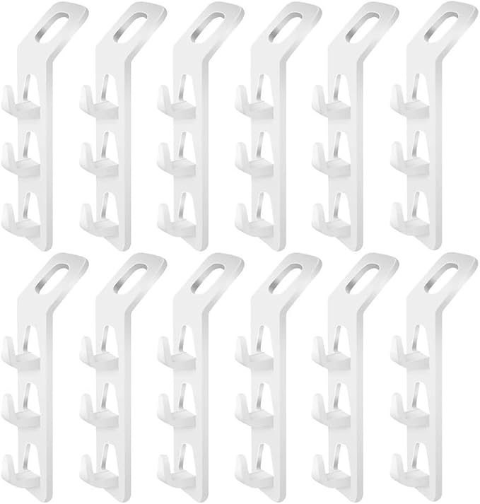 Space Saving Cascading Clothes Hanger Hooks, 12-Pack Multi-Function Cabinet Organizer for Pants, Bags & Accessories – Thick PP Material, Compatible with All Standard Hangers