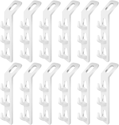 Space Saving Cascading Clothes Hanger Hooks, 12-Pack Multi-Function Cabinet Organizer for Pants, Bags & Accessories – Thick PP Material, Compatible with All Standard Hangers