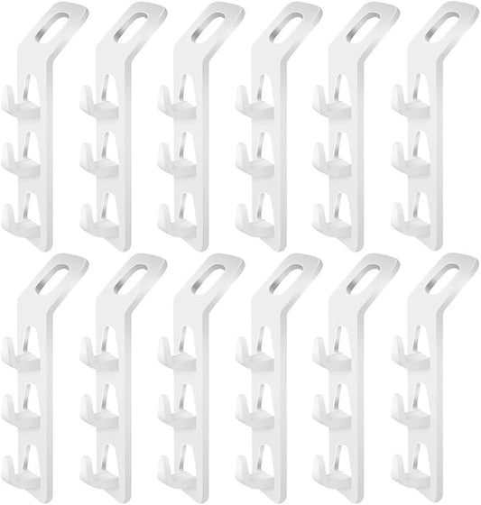 Space Saving Cascading Clothes Hanger Hooks, 12-Pack Multi-Function Cabinet Organizer for Pants, Bags & Accessories – Thick PP Material, Compatible with All Standard Hangers