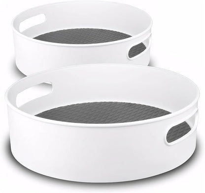 Semlos 360° Rotating Lazy Susan Organizers, 2 Packs 9" and 12" Turntable Spice Rack Organisers for Kitchen Organization and Storage, Non-Slip Under Sink Organizer for Bathroom Pantry Cupboard