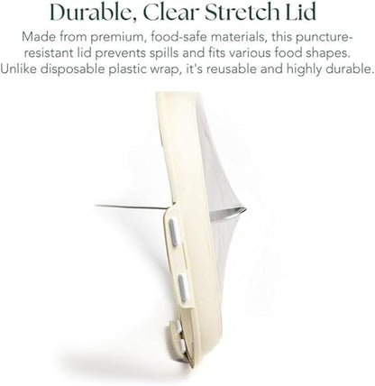 Crudités | Portable Snack Tray | Square 2-Pack | Sage Green | Reversible Stretch Lid Food Containers | BPA-Free, Freezer & Dishwasher Safe | Meal-Prep, Charcuterie, Salads, Picnic, Travel