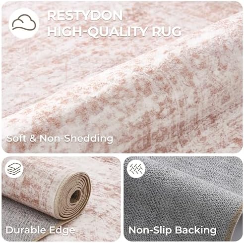 2x10 Runner Rug Non Slip,Washable Hallway Runner Rug,Pink - Image 7