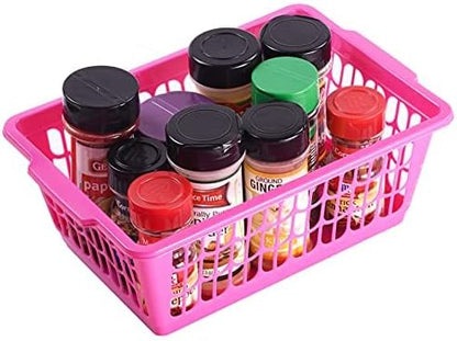 YBM HOME Plastic Perforated Storage Basket Bin Office Drawer, Shelf Desktop Countertop Tray Organizer 32-1188 (1, Pink)