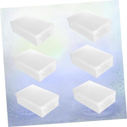 SEWACC 6pcs Flip-top Shoe Storage Boxes 33x20x12cm Large Plastic Shoe Organizers Dustproof White for Home Closet Organization