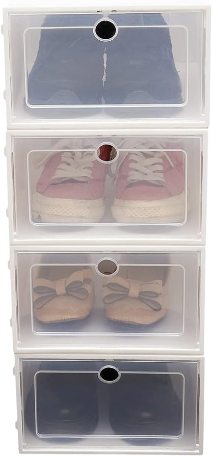 Futchoy 20/24pcs Shoe Storage Boxes 20/24pcs Shoe Box Set Foldable Storage Plastic Display Box for Magazines Books Shoes White (20)