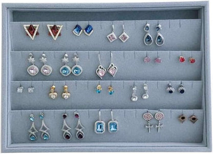 Premium Quality Grey Velvet Stackable Organizer Tray Earrings Jewelry Storage Store Home Organization Closet Drawer Inserts Dividers