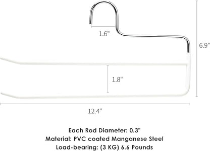 SHIMOYAMA Pants Hangers, 5 Pack, Trouser/Slack Hangers, Open Ended Double Rods Hanger, Space-Saving Clothes Hanger, White