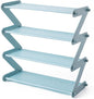 4 Tier Foldable Shoe Rack Organizer Free Standing Shoe Rack for Closet Front Door Living Room Entryway, Simple Installation (Blue)