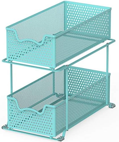 Simple Houseware 2 Tier Sliding Cabinet Basket Organizer Drawer, Turquoise - Image 4