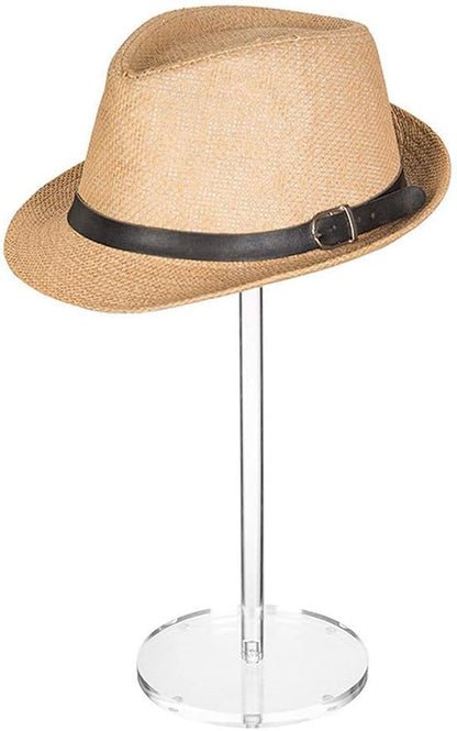 lasenersm 1 Piece Acrylic Hat Stand Wig Display Rack Hat Holder Acrylic Hat Rack Stand Wig Holder Hat Pedestal Stand Baseball Hat Rack Stand for Hat Watch Jewelry(Round Base, 35cm)