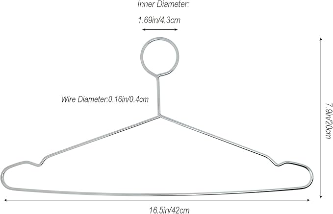 20 PCS Heavy Duty Metal Hangers Stainless Steel Anti-Theft Security Closed Loop Wire Coat Hangers for Hotels and Hospitality 16.5 Inch