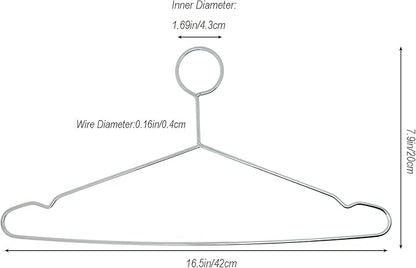 20 PCS Heavy Duty Metal Hangers Stainless Steel Anti-Theft Security Closed Loop Wire Coat Hangers for Hotels and Hospitality 16.5 Inch