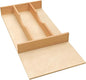 Silverware Drawer Organizer - Trim-to-Fit with Adjustable Dividers for Kitchen Utensil Storage, Beech Wood Frame with 11 Sizes (10.24" W x 22" D)