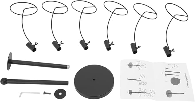 Modern Art Desktop Standing Hat Stand, 6 Hooks Short Hat Rack Stand for Retail, Cowboy Baseball Cap Metal Multiple Holder Hat Storage Rack, 21.6in Height